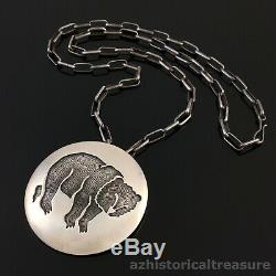 Native American Mission/hopi Sterling Silver Bear Pin Pendant Preston Monongye