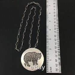 Native American Mission/hopi Sterling Silver Bear Pin Pendant Preston Monongye