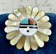Native American Morris&sadie Laahty Zuni Sunface Sterling Mop Inlay Pendant Pin