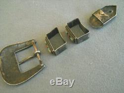 Native American Multi-Stone Inlay Sterling Silver Ranger Set Pin Belt Buckle Set