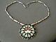 Native American Multistone Inlay Sunface Pendant/pin Sterl. Silver Bead Necklace