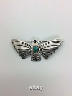 Native American NAVAJO Pin Sterling Silver Turquoise Stone Bird