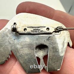 Native American Navajo Allison Snowhawk Lee Sterling Silver Brooch Pin Buffalo