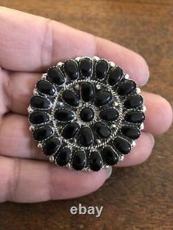 Native American Navajo Black Onyx Cluster Pin Or Pendant Brooches Nice Zuni # B