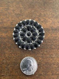 Native American Navajo Black Onyx Cluster Pin Or Pendant Brooches Nice Zuni # E