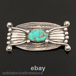 Native American Navajo Handmade Sterling Silver & Natural Turquoise Bow Tie Pin