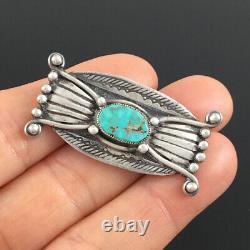 Native American Navajo Handmade Sterling Silver & Natural Turquoise Bow Tie Pin