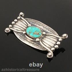 Native American Navajo Handmade Sterling Silver & Natural Turquoise Bow Tie Pin