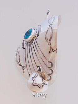 Native American Navajo Handmade Sterling Silver with Turquoise Hair Pin