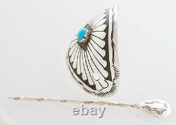 Native American Navajo Handmade Sterling Silver withTurquoise Hair Pin