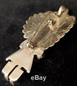 Native American Navajo Handmade sterling Silver Coral Kachina Pendant/pin