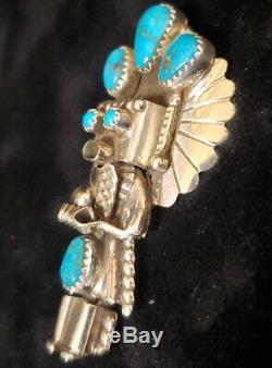 Native American Navajo Handmade sterling Silver Turquoise Kachina Pendant/pin