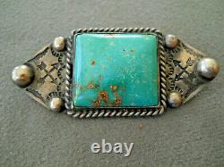 Native American Navajo Rectangular Turquoise Sterling Silver Crossed Arrows Pin