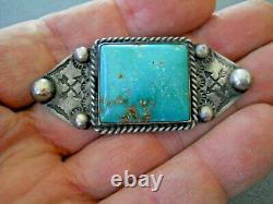 Native American Navajo Rectangular Turquoise Sterling Silver Crossed Arrows Pin