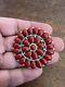 Native American Navajo Red Coral Cluster Pin Or Pendant Brooches Handmade #b