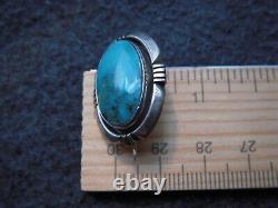 Native American Navajo Roger Apachito Sterling Silver Turquoise brooch pin vtg