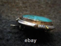 Native American Navajo Roger Apachito Sterling Silver Turquoise brooch pin vtg