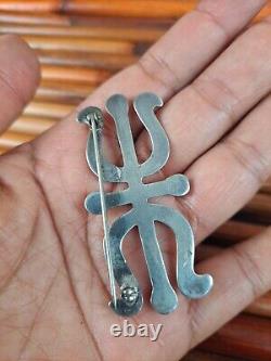 Native American Navajo Sandcast Strrling silver Pin Brooch