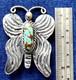 Native American Navajo Signed Spiderweb Turquoise Butterfly Pin Sterling Silver