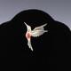 Native American Navajo Silver & Coral Hummingbird Pin By Lee Charley