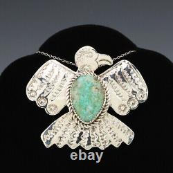 Native American Navajo Silver & Turquoise Eagle Pin/pendant By Albert Cleveland