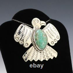Native American Navajo Silver & Turquoise Eagle Pin/pendant By Albert Cleveland