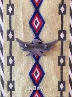 Native American Navajo Silver Turquoise Thunderbird Pin Ralph Lauren RRL Vintage