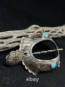 Native American Navajo Sleeping Beauty Turquoise Sterling Turtle Hair Pin