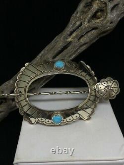 Native American Navajo Sleeping Beauty Turquoise Sterling Turtle Hair Pin