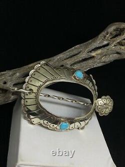 Native American Navajo Sleeping Beauty Turquoise Sterling Turtle Hair Pin