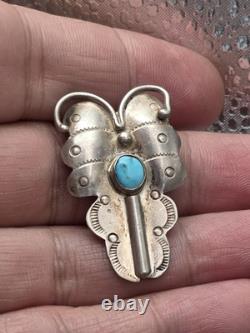 Native American Navajo Sterling Silver 925 Turquoise Butterfly Pin Brooch