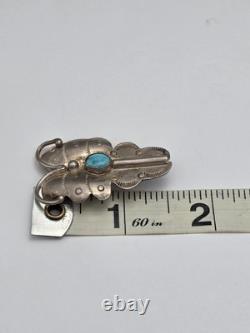 Native American Navajo Sterling Silver 925 Turquoise Butterfly Pin Brooch