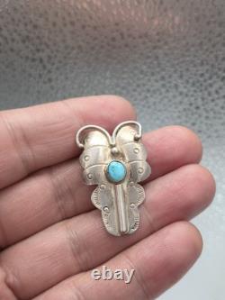 Native American Navajo Sterling Silver 925 Turquoise Butterfly Pin Brooch