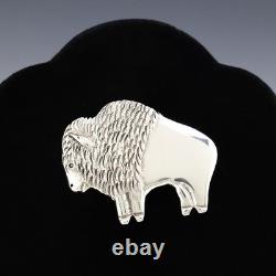 Native American Navajo Sterling Silver Buffalo Pin/pendant By Allison Manuelito