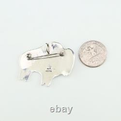 Native American Navajo Sterling Silver Buffalo Pin/pendant By Allison Manuelito