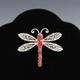 Native American Navajo Sterling Silver & Coral Dragonfly Pin By Lee Charley