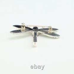 Native American Navajo Sterling Silver & Coral Dragonfly Pin By Lee Charley