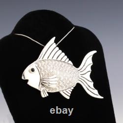 Native American Navajo Sterling Silver Fish Pin/pendant By Lee Charley
