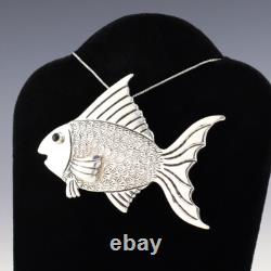 Native American Navajo Sterling Silver Fish Pin/pendant By Lee Charley