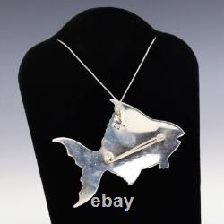 Native American Navajo Sterling Silver Fish Pin/pendant By Lee Charley