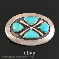 Native American Navajo Sterling Silver Natural Turquoise Bow Tie Pin Pendant