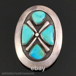 Native American Navajo Sterling Silver Natural Turquoise Bow Tie Pin Pendant