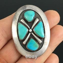 Native American Navajo Sterling Silver Natural Turquoise Bow Tie Pin Pendant