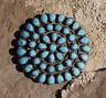 Native American Navajo Sterling Silver Pawn Turquoise Cluster Pin Brooch Signed