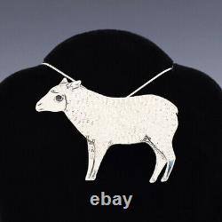 Native American Navajo Sterling Silver Sheep Pin By Lee Charley