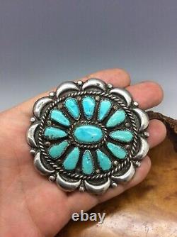 Native American Navajo Sterling Silver Turquoise Cluster Pin 43.2g