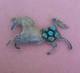 Native American Navajo Sterling Silver Turquoise Cluster Unicorn Pendant Pin Big