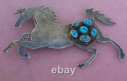 Native American Navajo Sterling Silver Turquoise Cluster Unicorn Pendant Pin BIG