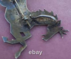Native American Navajo Sterling Silver Turquoise Cluster Unicorn Pendant Pin BIG