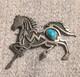 Native American Navajo Sterling Silver Turquoise Horse Brooch/pendant